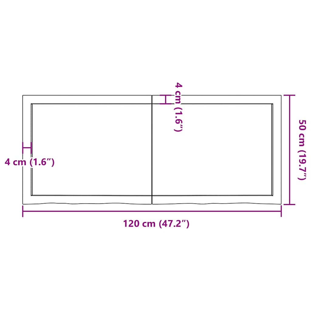 Wall shelf, dark brown, 120x50x(2-6) cm, solid oak