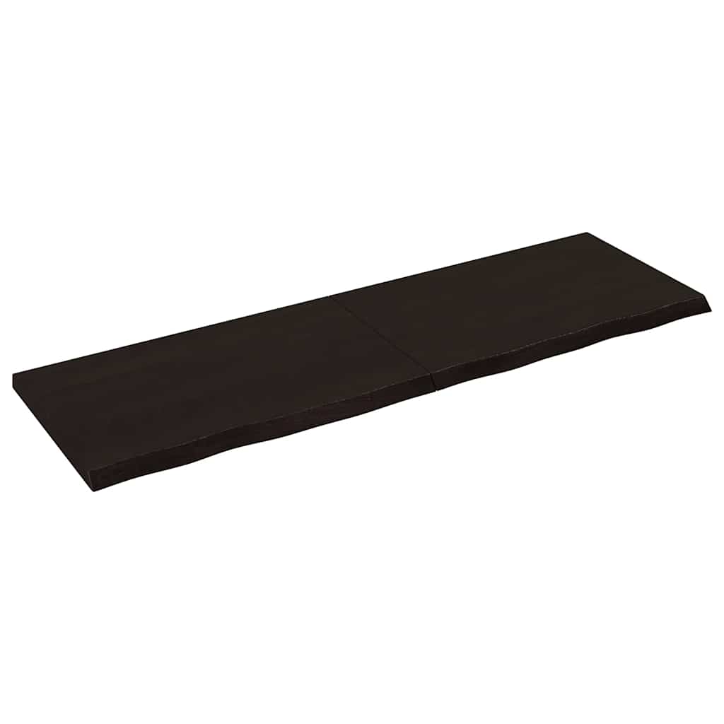 Wall shelf, dark brown, 160x50x(2-4) cm, solid oak