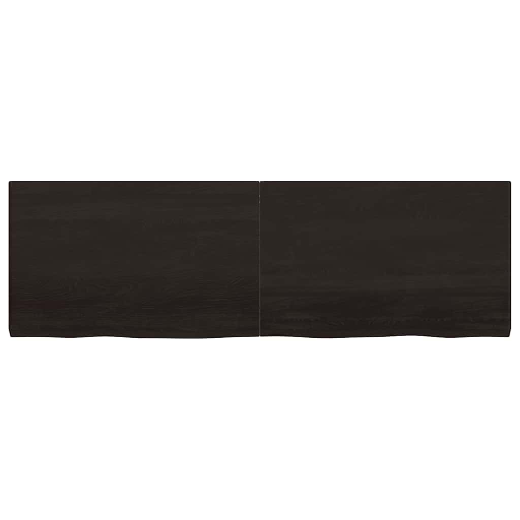Wall shelf, dark brown, 160x50x(2-4) cm, solid oak