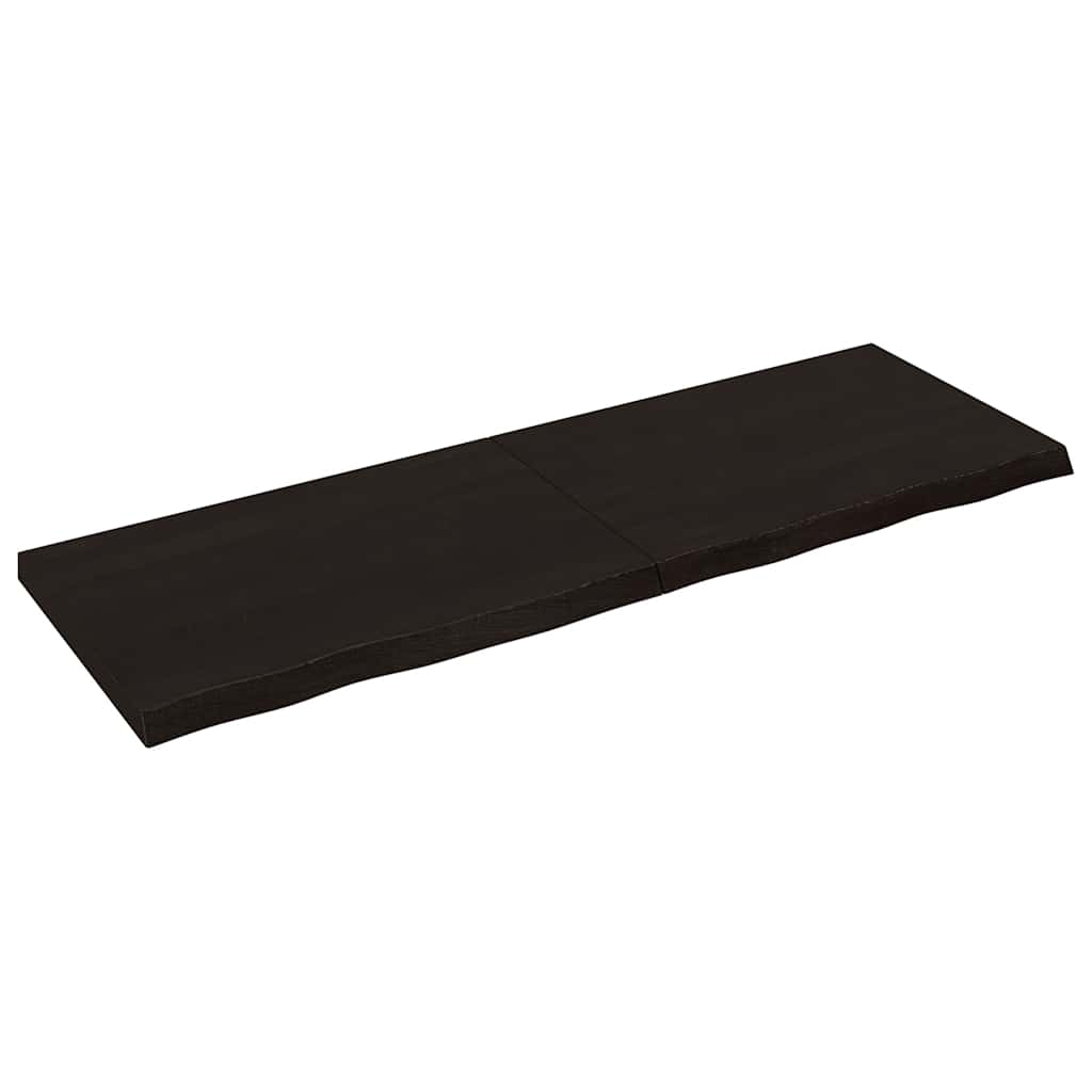 Wall shelf, dark brown, 180x60x(2-6) cm, solid oak