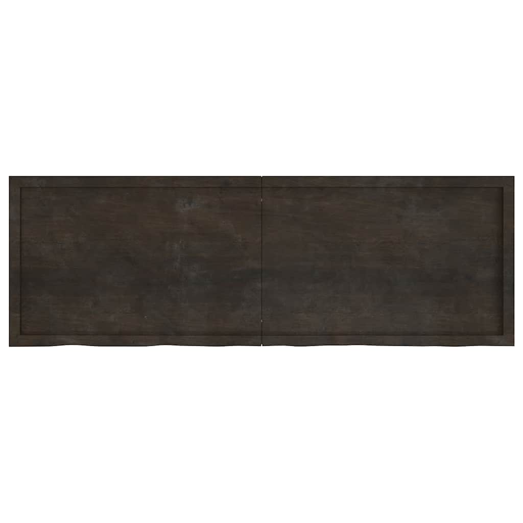 Wall shelf, dark brown, 180x60x(2-6) cm, solid oak