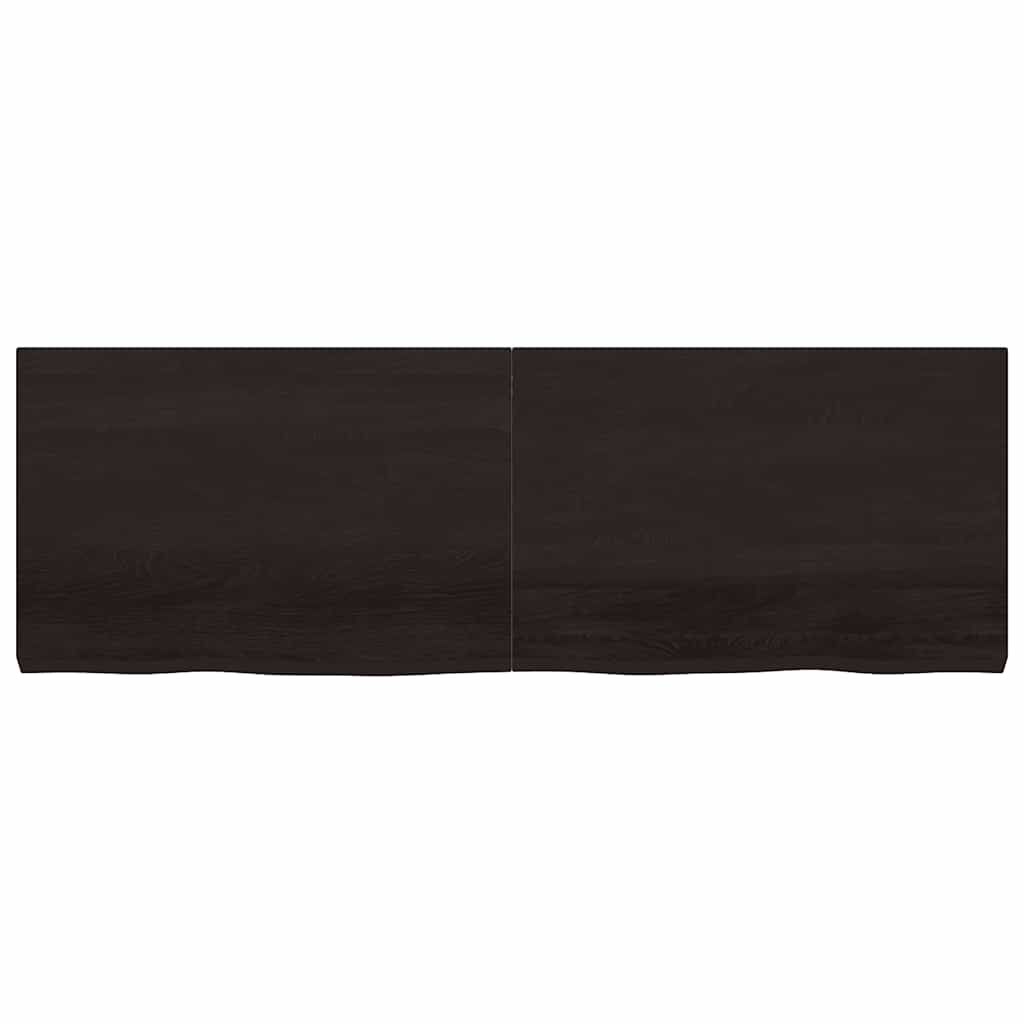 Wall shelf, dark brown, 180x60x(2-6) cm, solid oak
