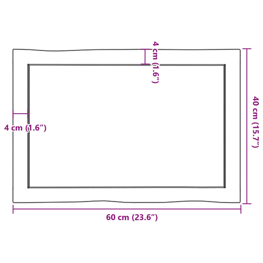 Stalviršis, 60x40x(2-4) cm, medienos masyvas, su gyvu kraštu