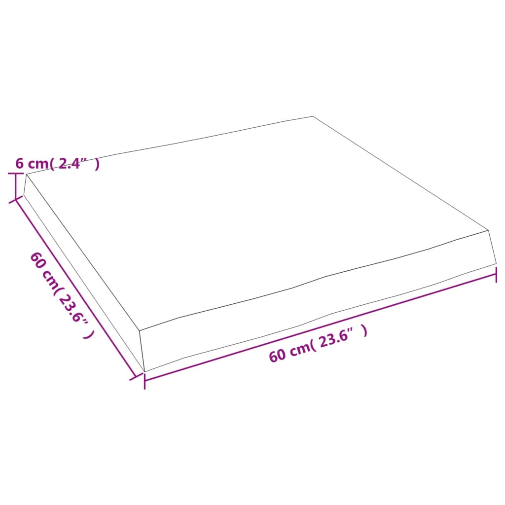 Stalviršis, 60x60x(2-6) cm, medienos masyvas, su gyvu kraštu