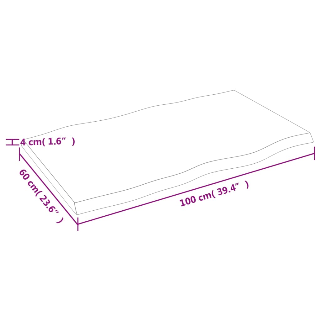 Stalviršis, 100x60x(2-4) cm, medienos masyvas, su gyvu kraštu