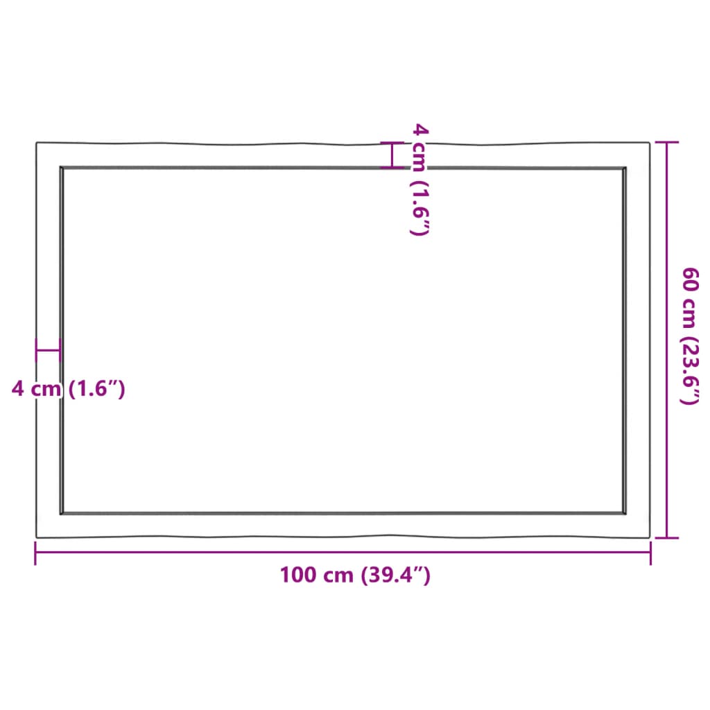 Stalviršis, 100x60x(2-4) cm, medienos masyvas, su gyvu kraštu