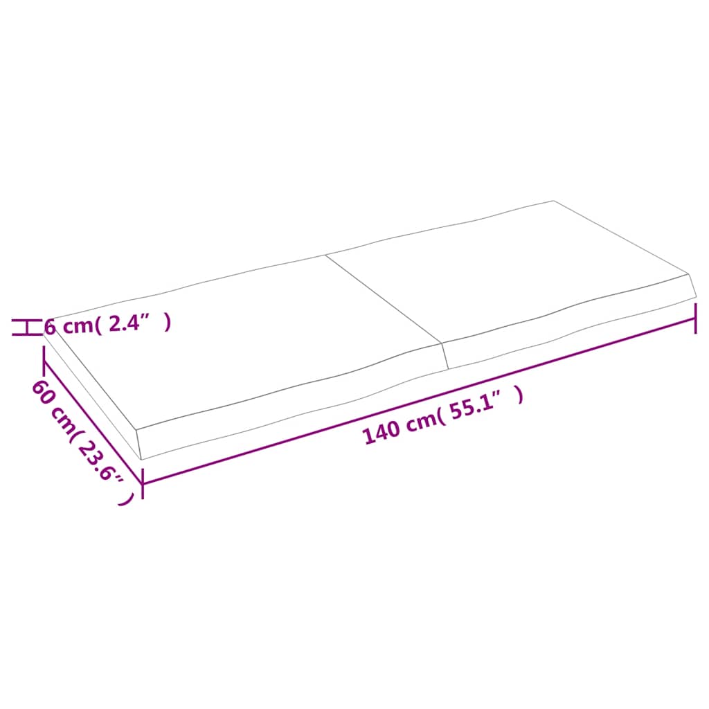 Stalviršis, 140x60x(2-6) cm, medienos masyvas, su gyvu kraštu