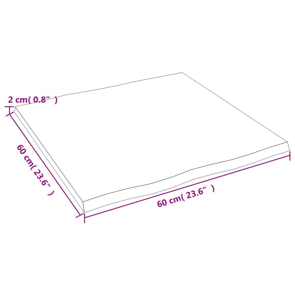 Worktop, light brown, 60x60x2cm, solid oak wood