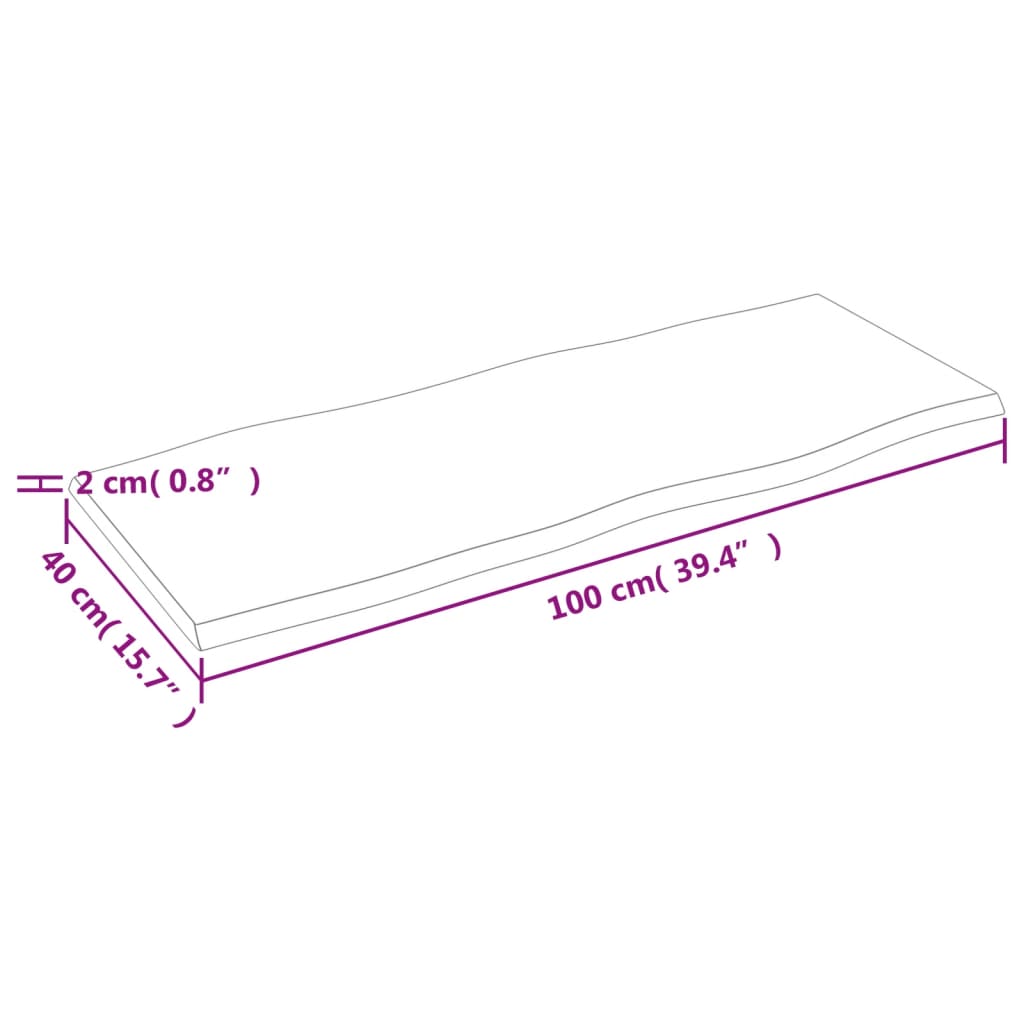 Countertop, light brown, 100x40x2cm, solid oak