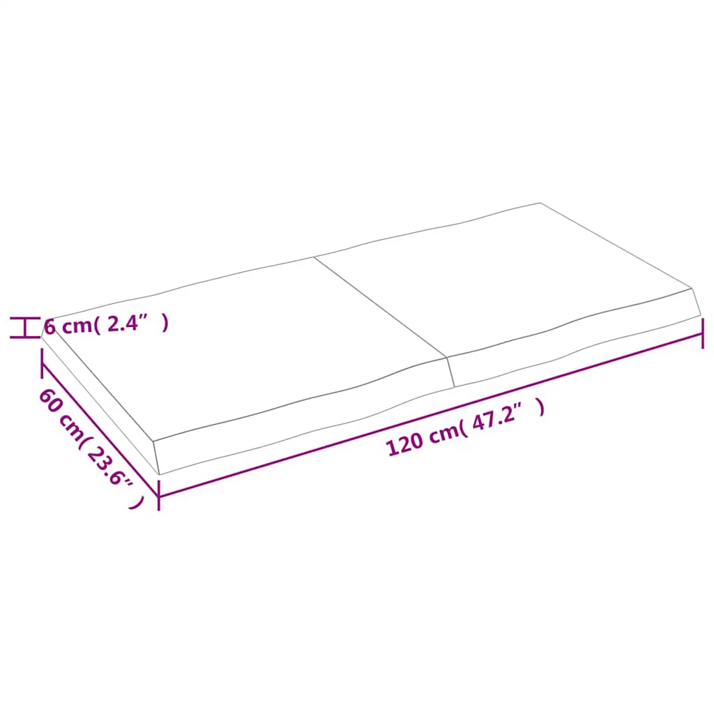 Stalviršis, šviesiai rudas, 120x60x(2-6) cm, medienos masyvas