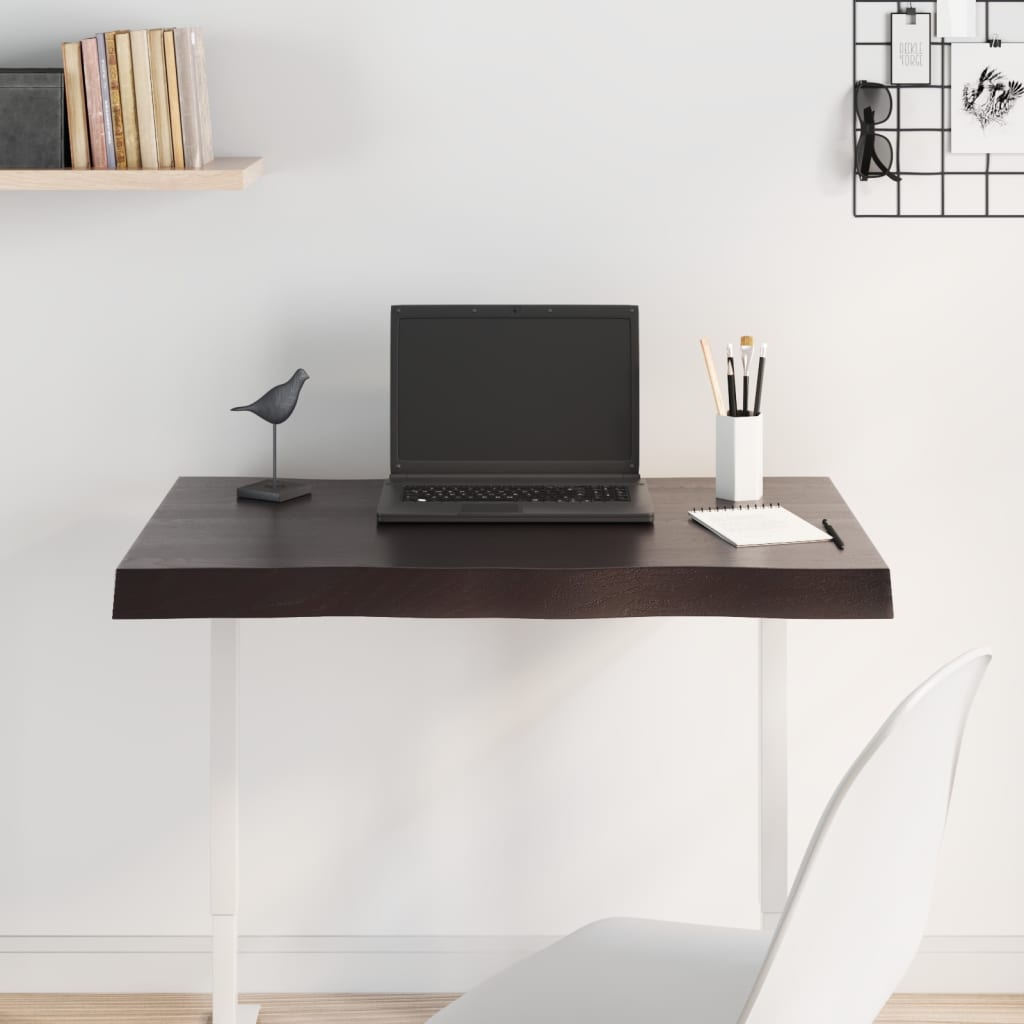 Stalviršis, tamsiai ruda, 80x50x(2-6) cm, medienos masyvas