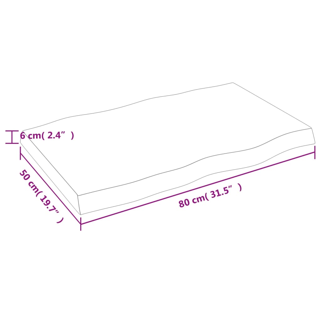 Stalviršis, tamsiai ruda, 80x50x(2-6) cm, medienos masyvas