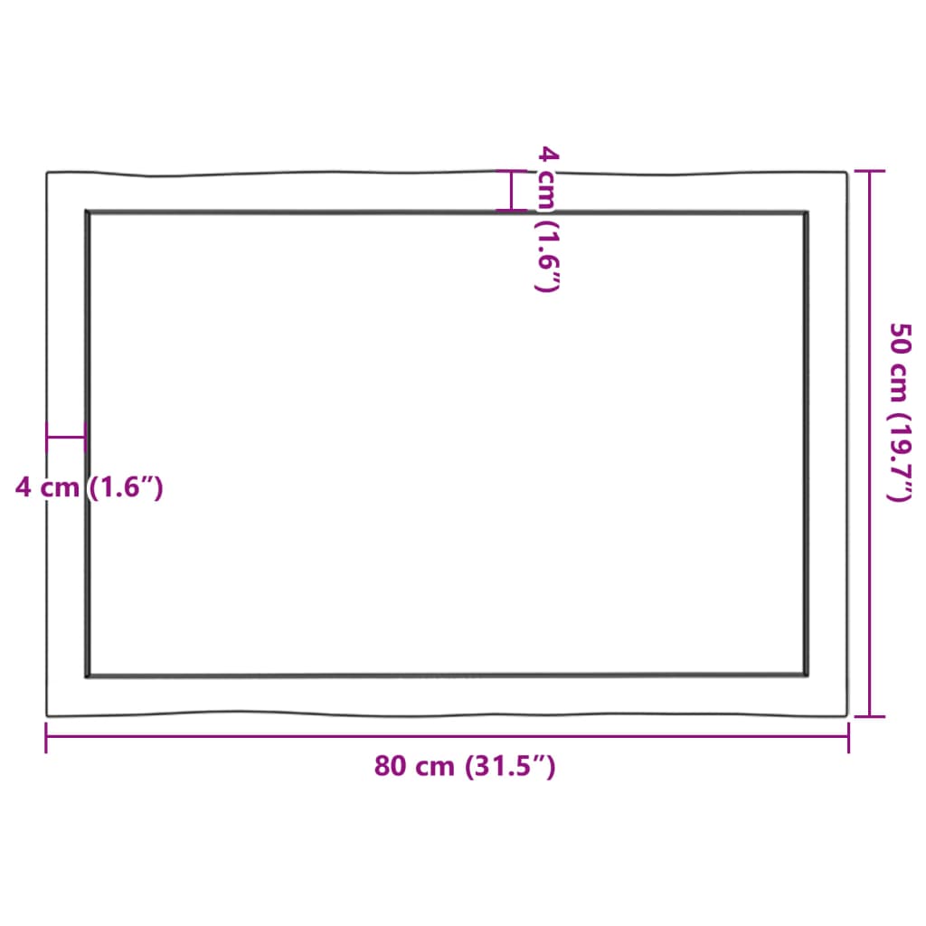 Stalviršis, tamsiai ruda, 80x50x(2-6) cm, medienos masyvas