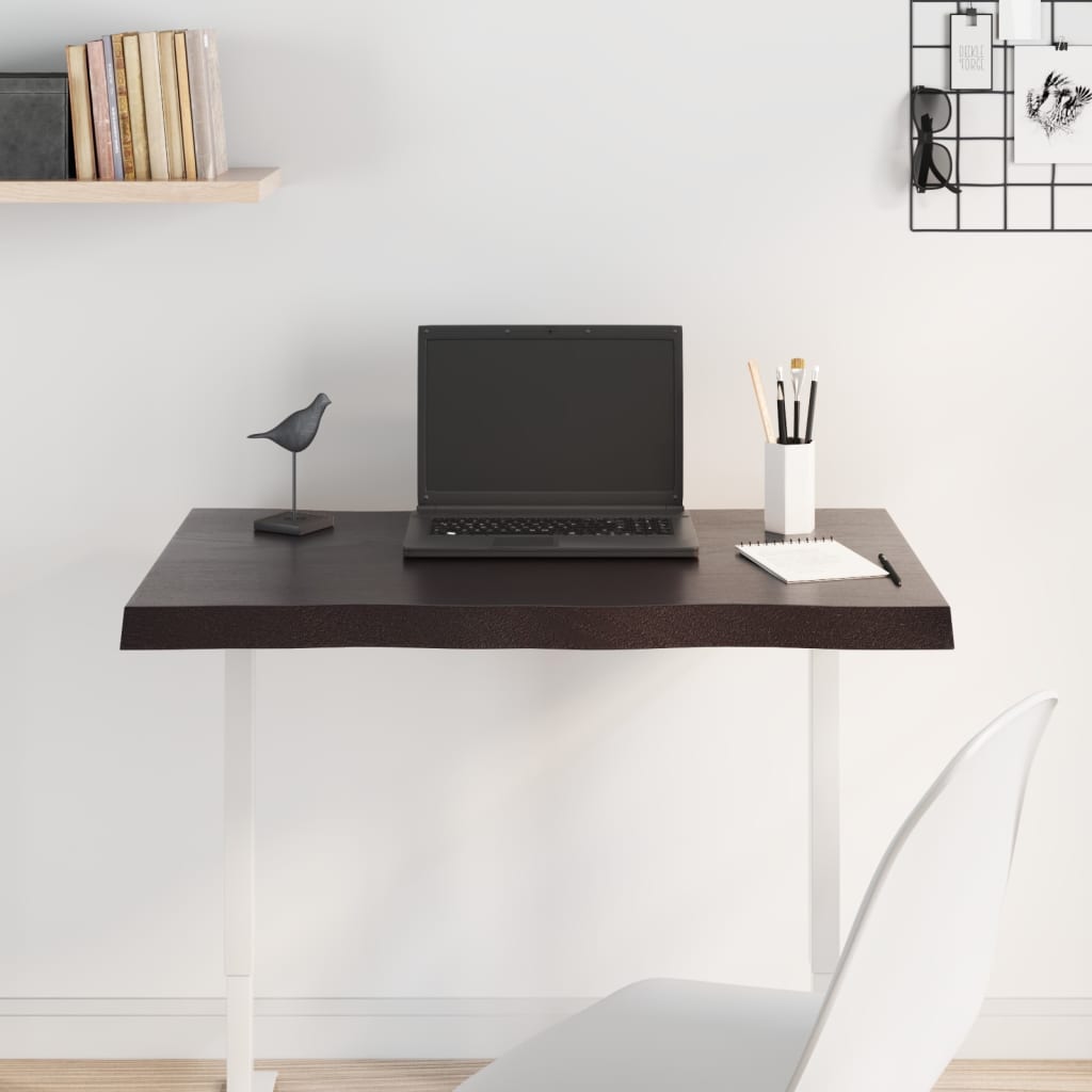 Tabletop, dark brown, 80x60x(2-4) cm, solid wood