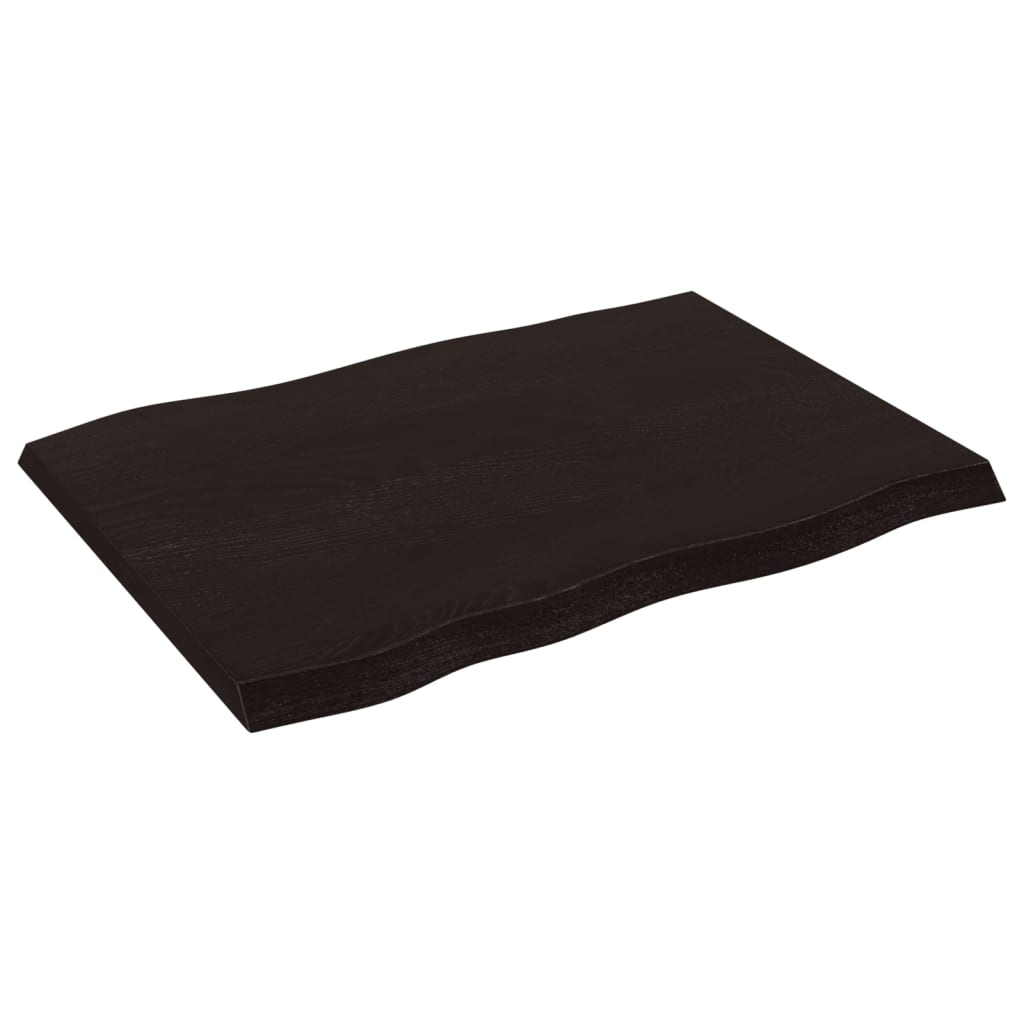 Tabletop, dark brown, 80x60x(2-4) cm, solid wood