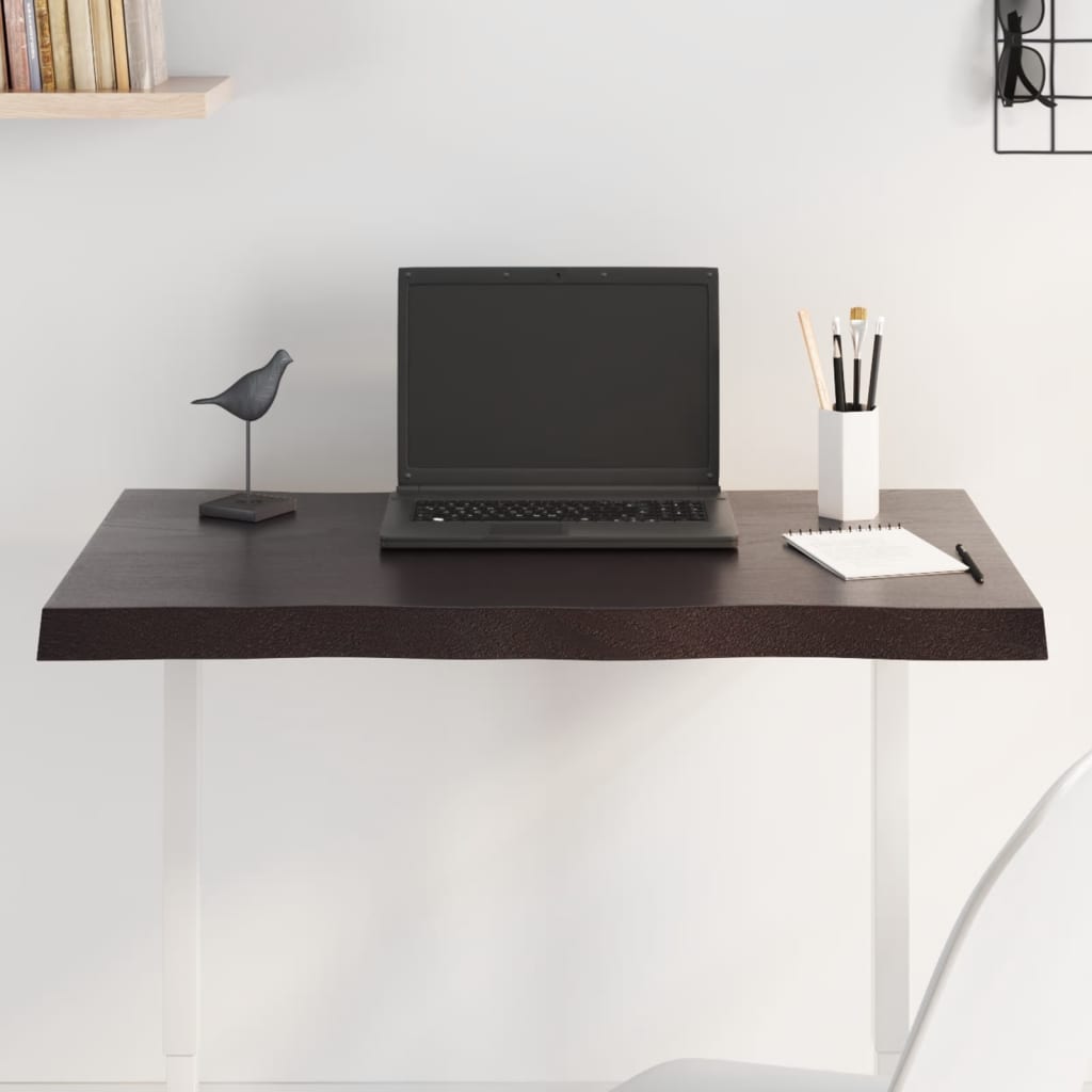 Tabletop, dark brown, 80x60x(2-4) cm, solid wood