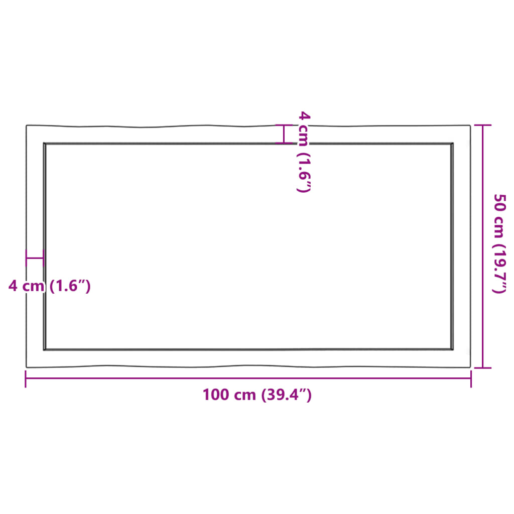 Stalviršis, tamsiai ruda, 100x50x(2-4) cm, medienos masyvas