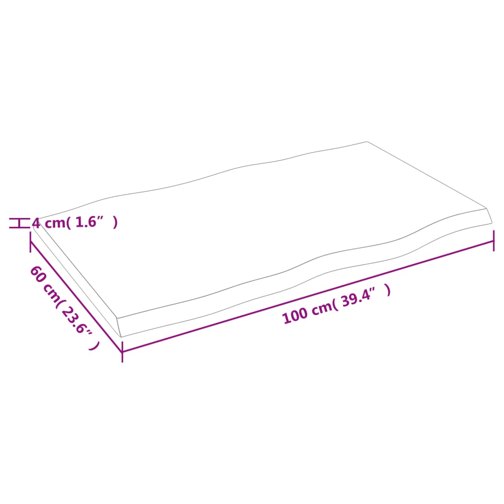 Stalviršis, tamsiai ruda, 100x60x(2-4) cm, medienos masyvas
