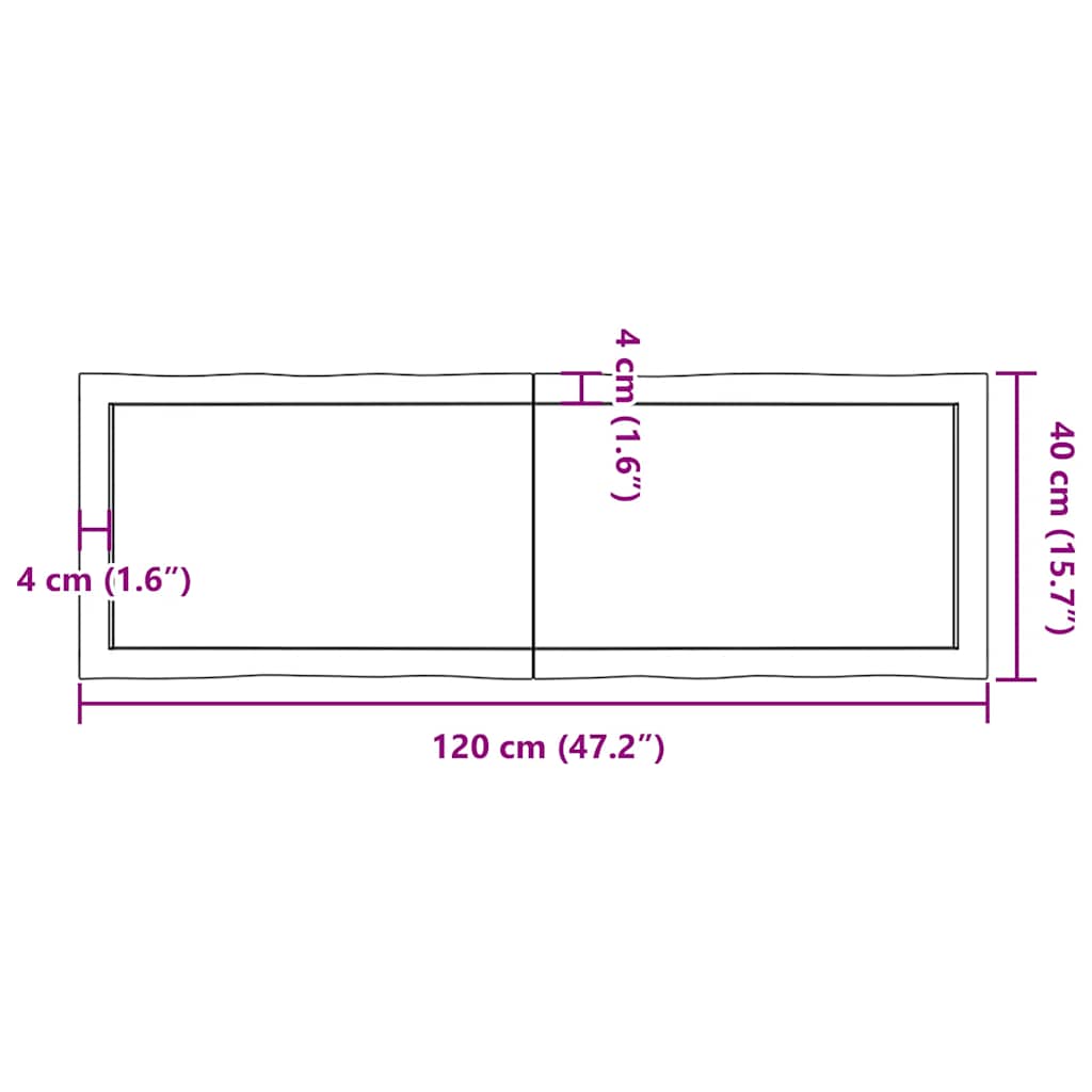 Stalviršis, tamsiai ruda, 120x40x(2-6) cm, medienos masyvas