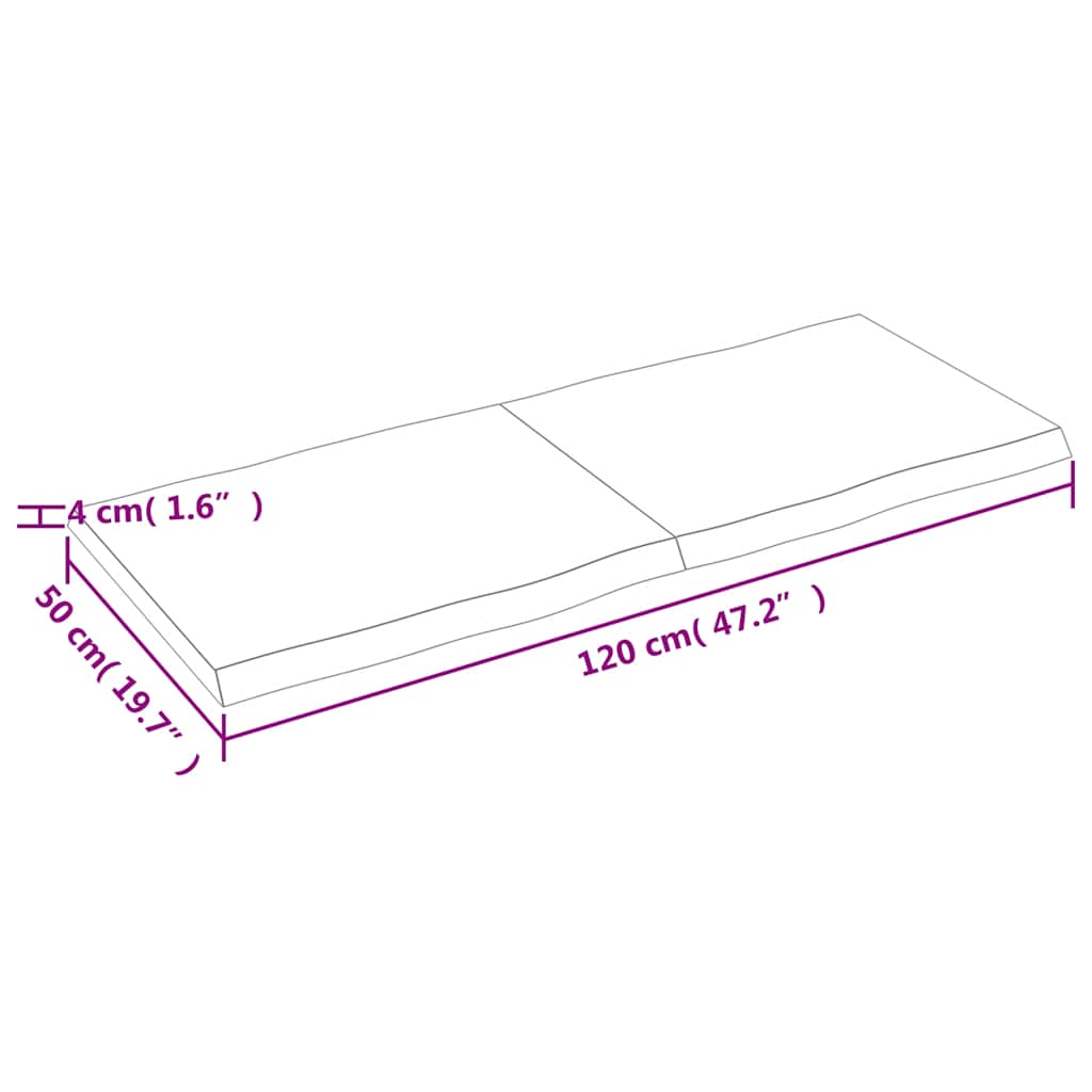 Stalviršis, tamsiai ruda, 120x50x(2-4) cm, medienos masyvas