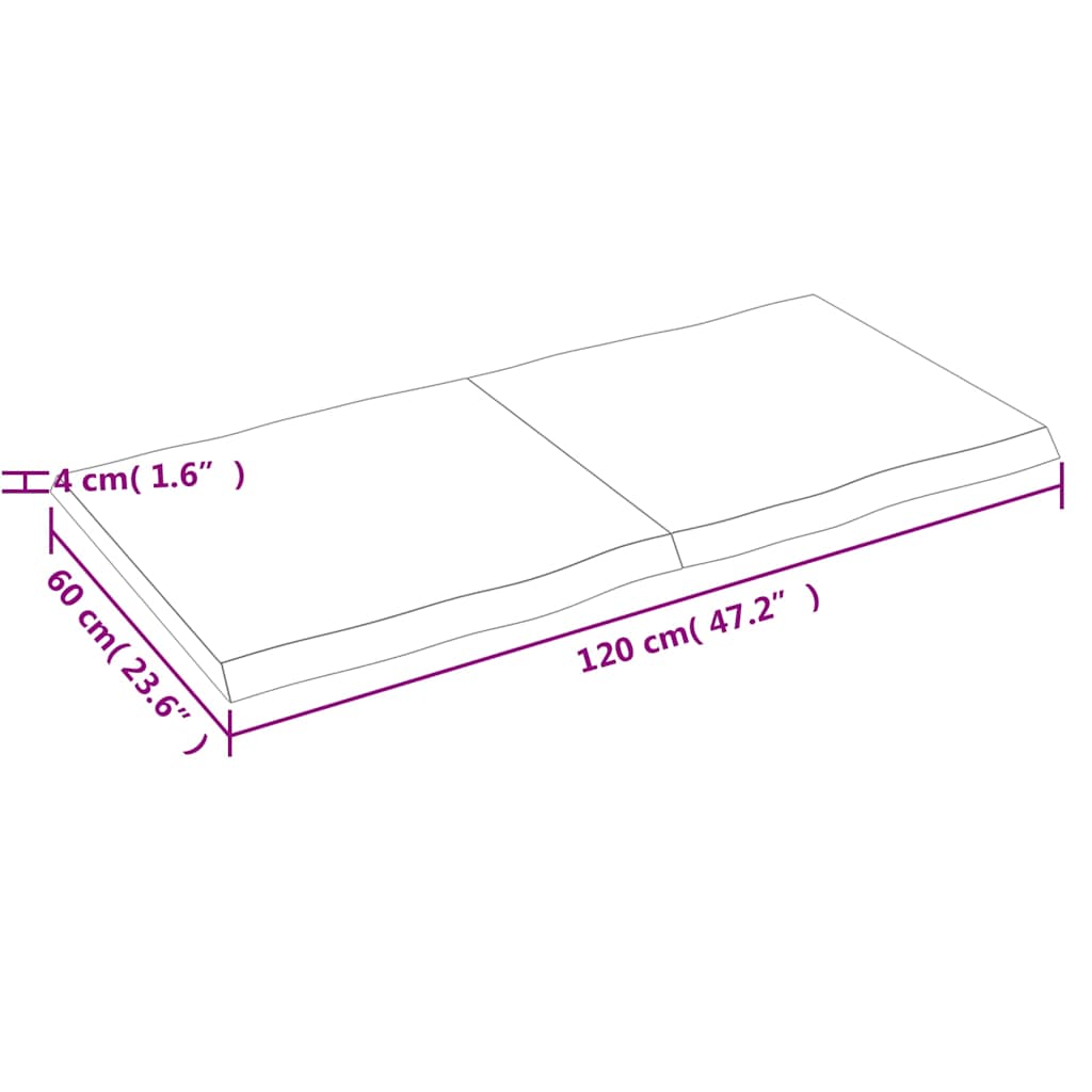 Stalviršis, tamsiai ruda, 120x60x(2-4) cm, medienos masyvas