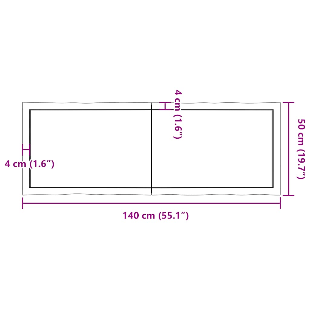 Stalviršis, tamsiai ruda, 140x50x(2-4) cm, medienos masyvas