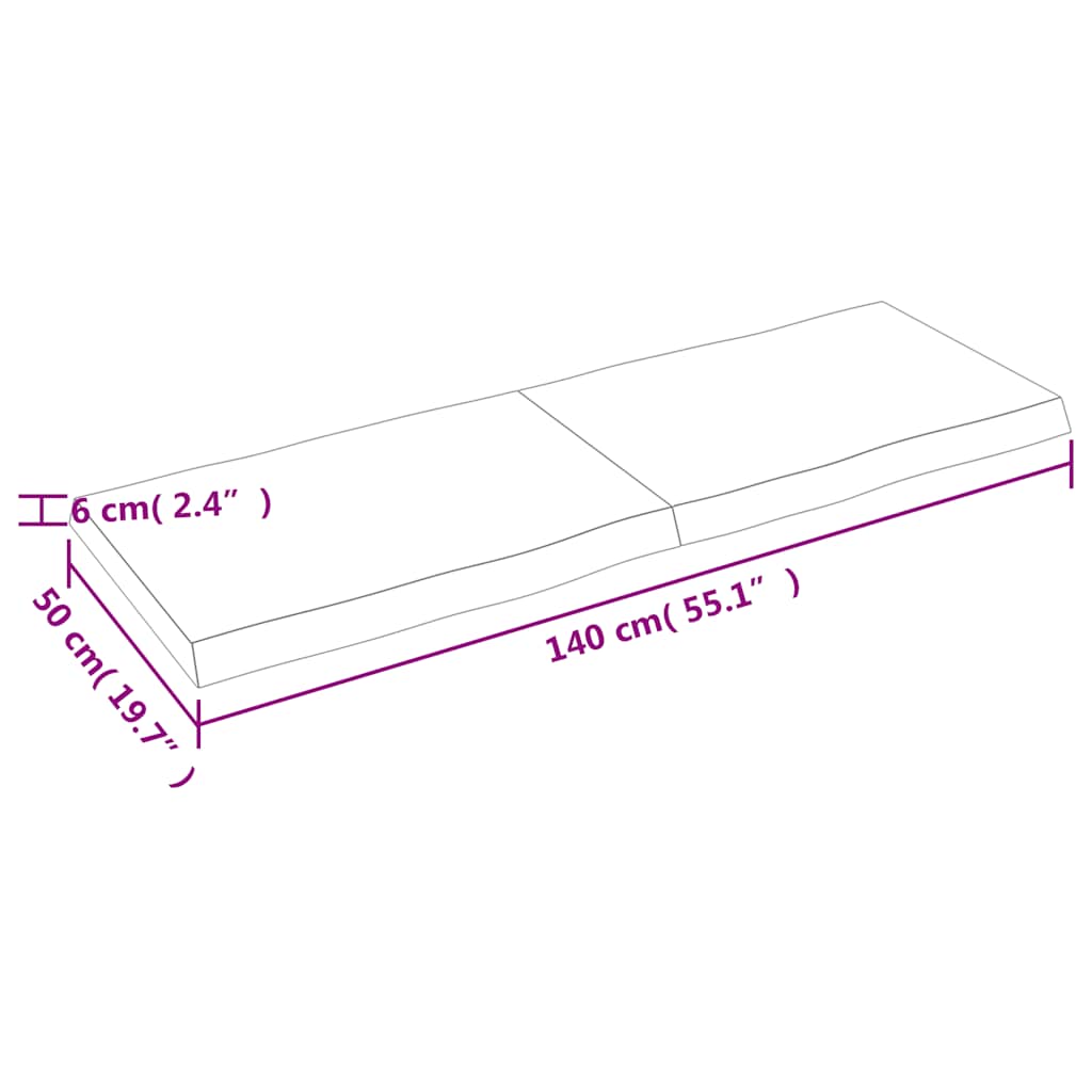 Stalviršis, tamsiai ruda, 140x50x(2-6) cm, medienos masyvas