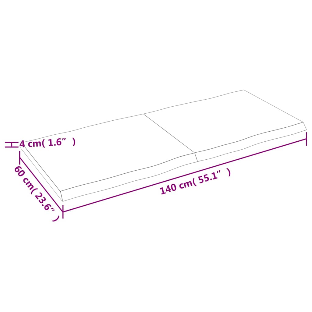 Stalviršis, tamsiai ruda, 140x60x(2-4) cm, medienos masyvas