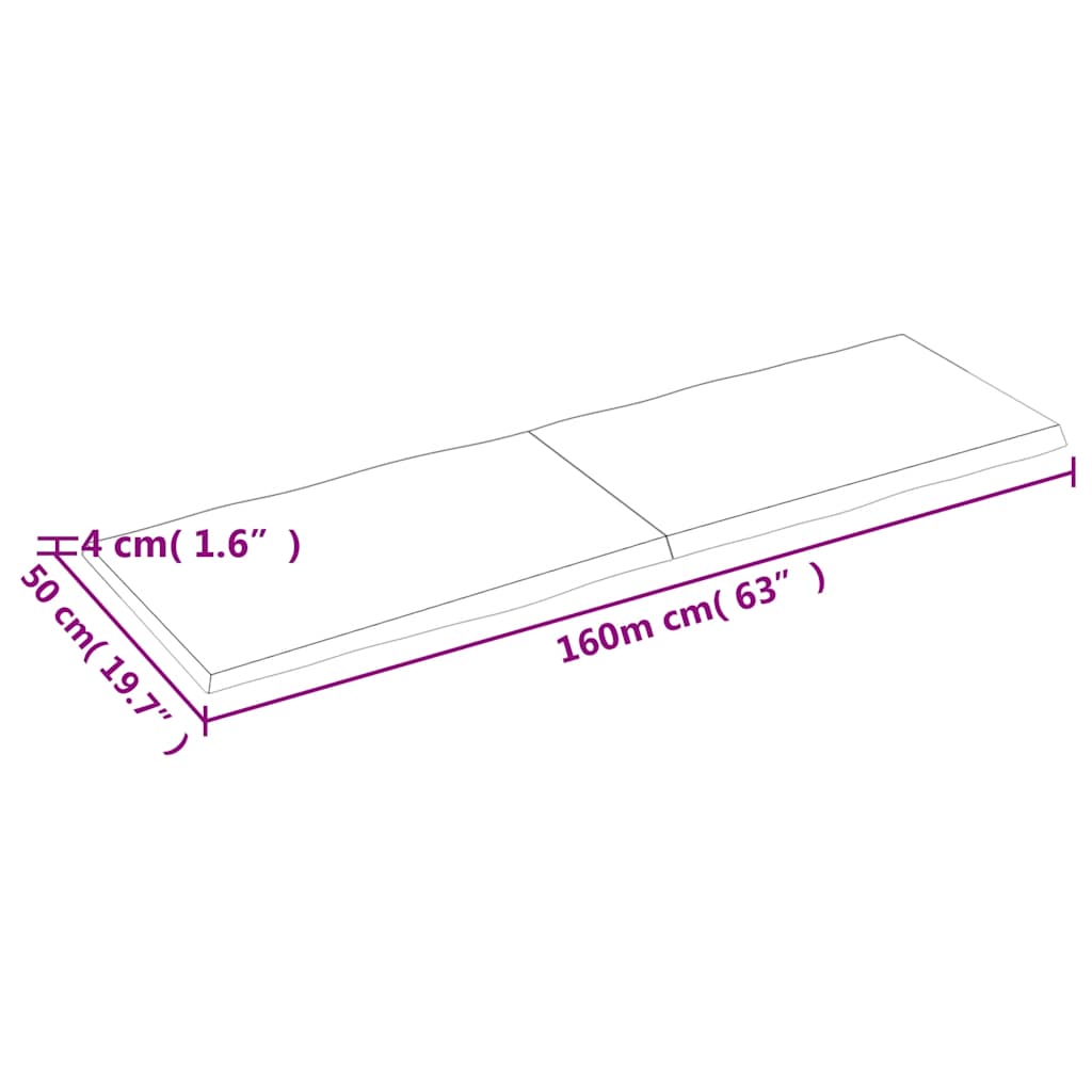 Stalviršis, tamsiai ruda, 160x50x(2-4) cm, medienos masyvas
