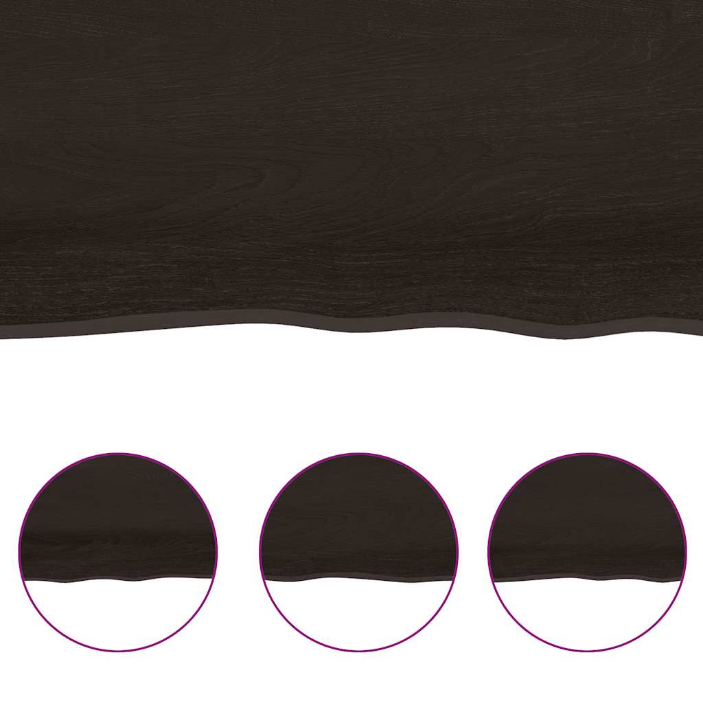Countertop, dark brown, 180x60x(2-6) cm, solid wood