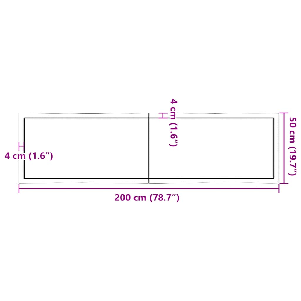 Stalviršis, tamsiai ruda, 200x50x(2-4) cm, medienos masyvas