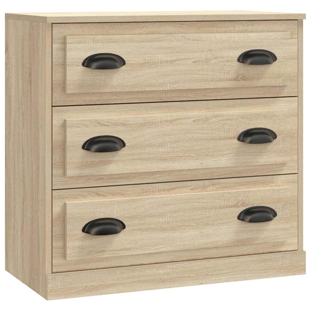 Side cabinets, 3 pcs., smoky oak, engineered wood