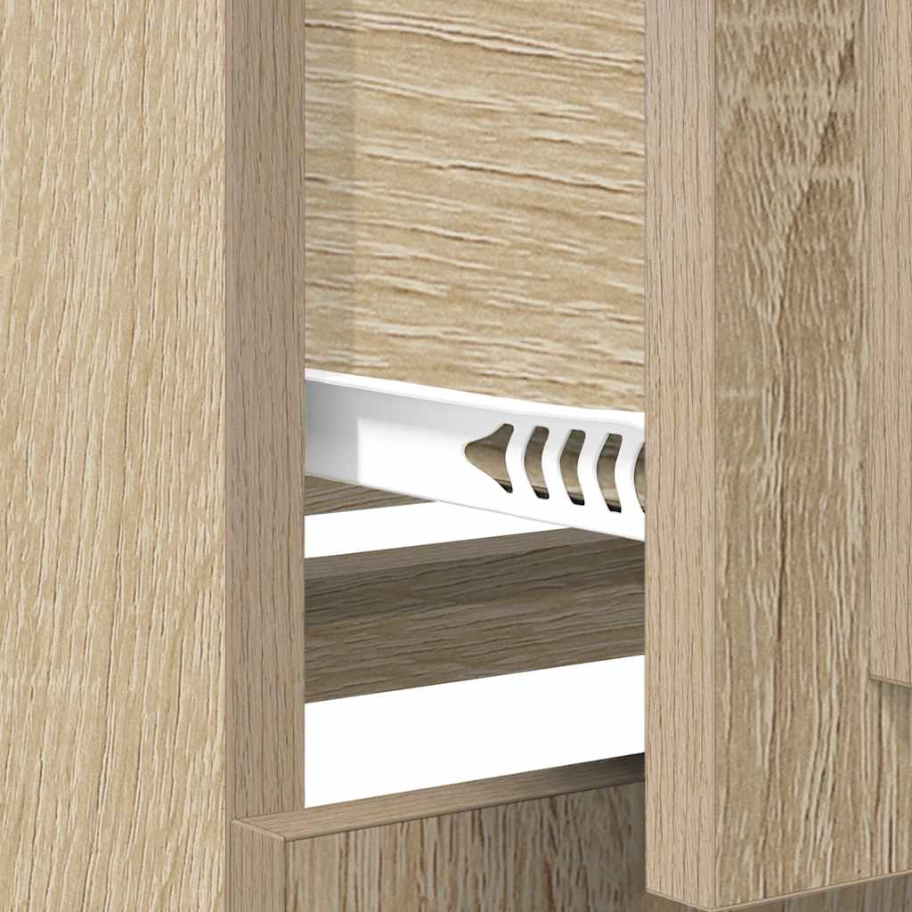 Side cabinets, 3 pcs., smoky oak, engineered wood