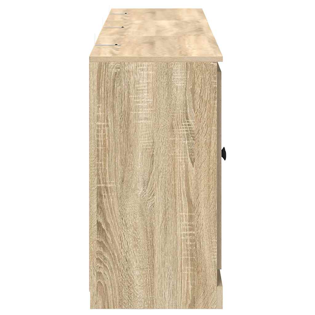 Side cabinets, 3 pcs., smoky oak, engineered wood