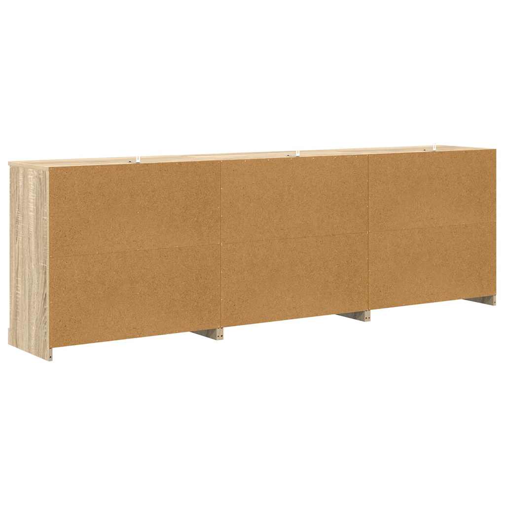 Side cabinets, 3 pcs., smoky oak, engineered wood