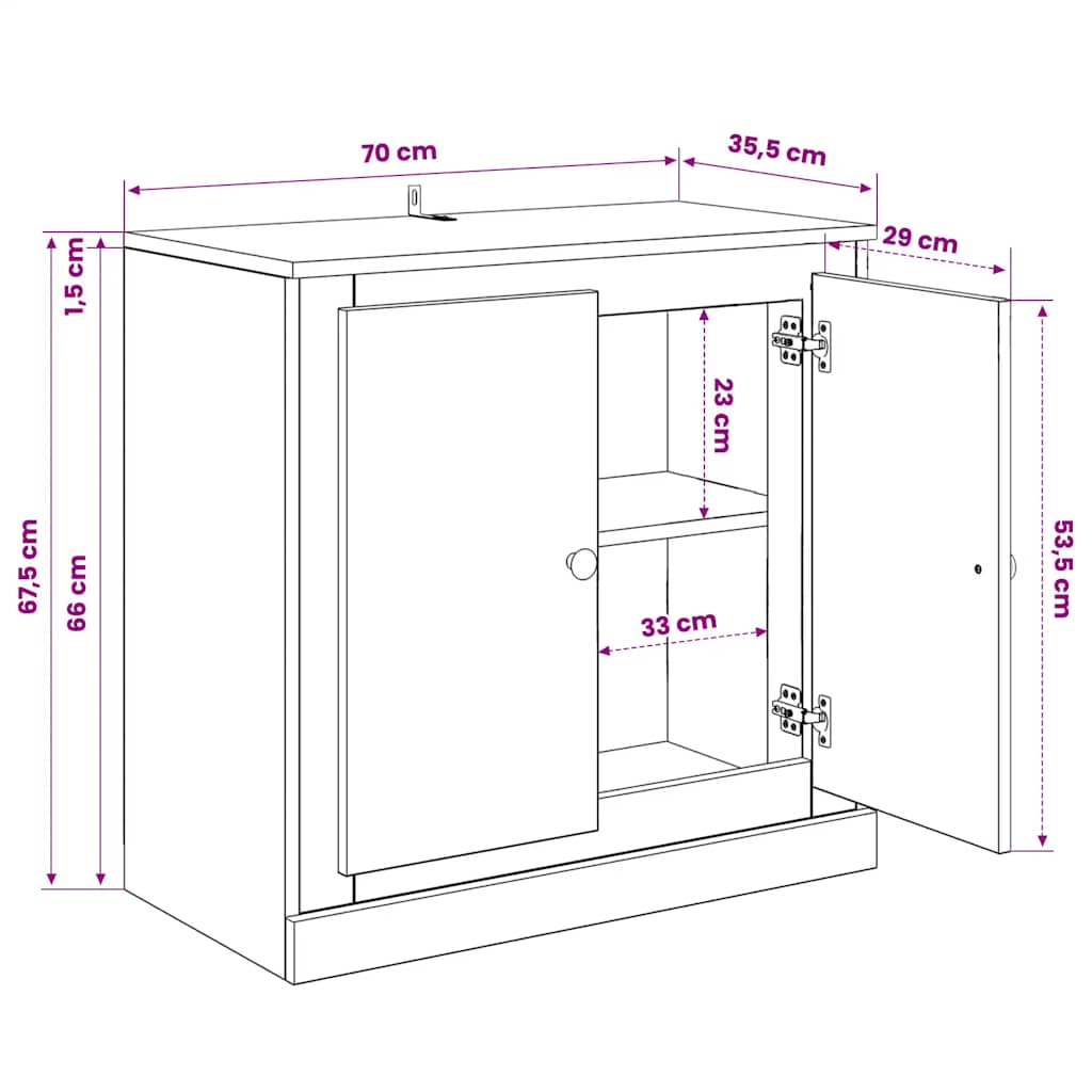 Side cabinets, 3 pcs., smoky oak, engineered wood