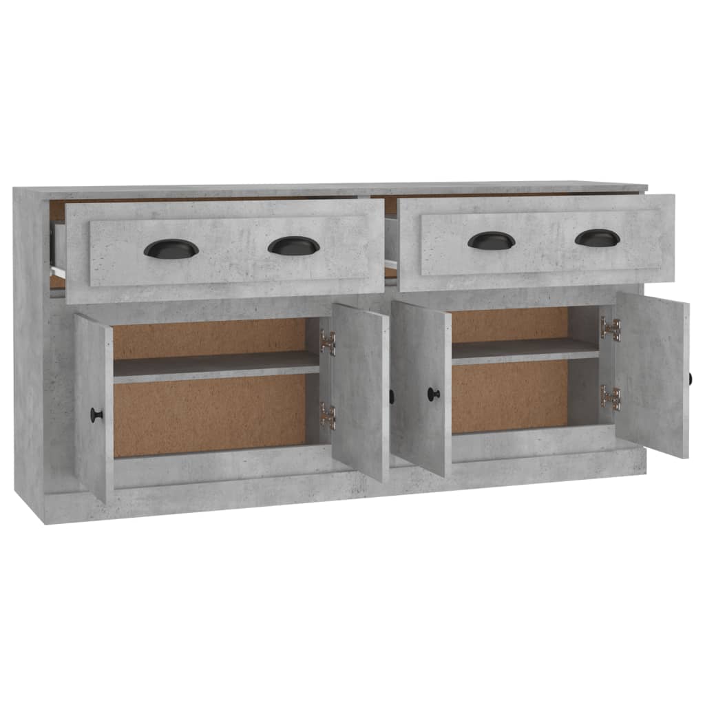 Side cabinets, 2 pcs., concrete grey, engineered wood
