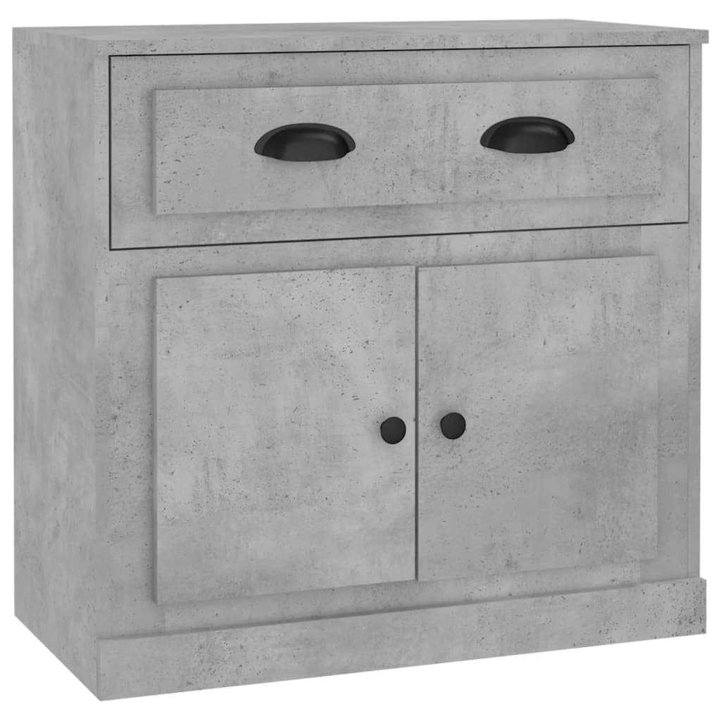 Side cabinets, 2 pcs., concrete grey, engineered wood