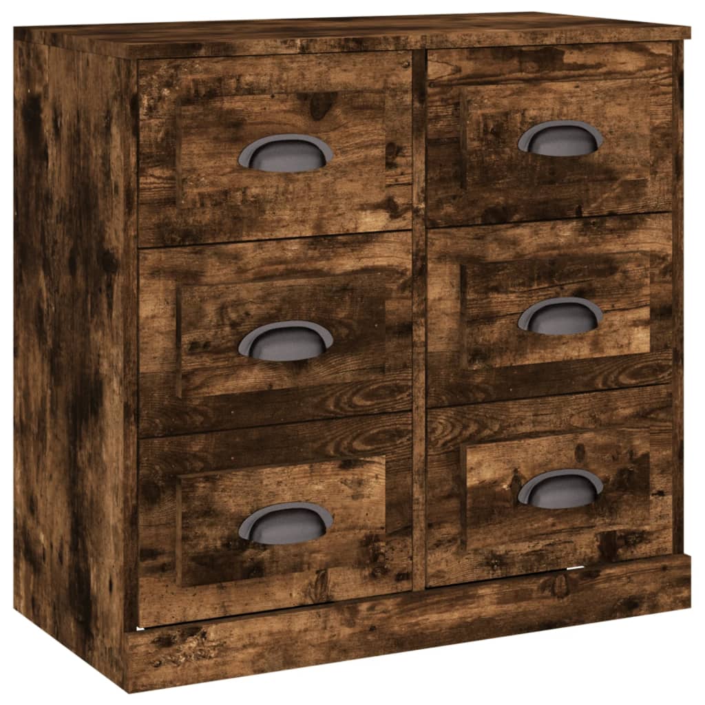 Side cabinets, 2 pcs., smoky oak, engineered wood