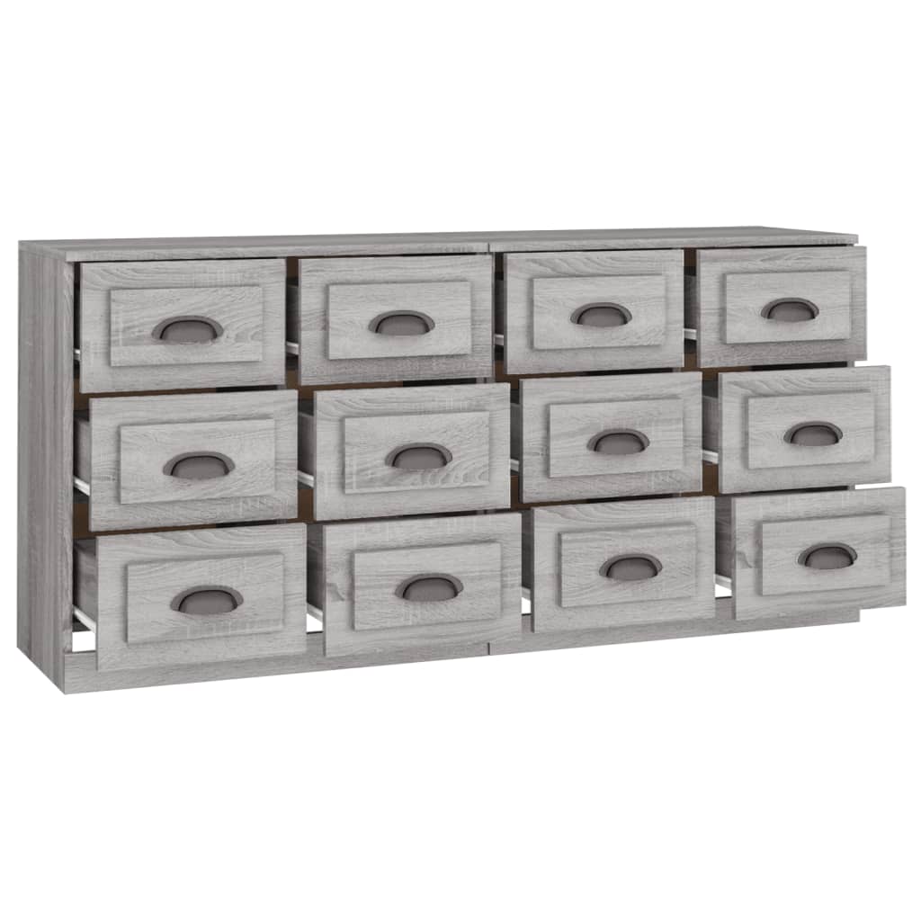 Bedside tables, 2 pcs., grey oak, engineered wood