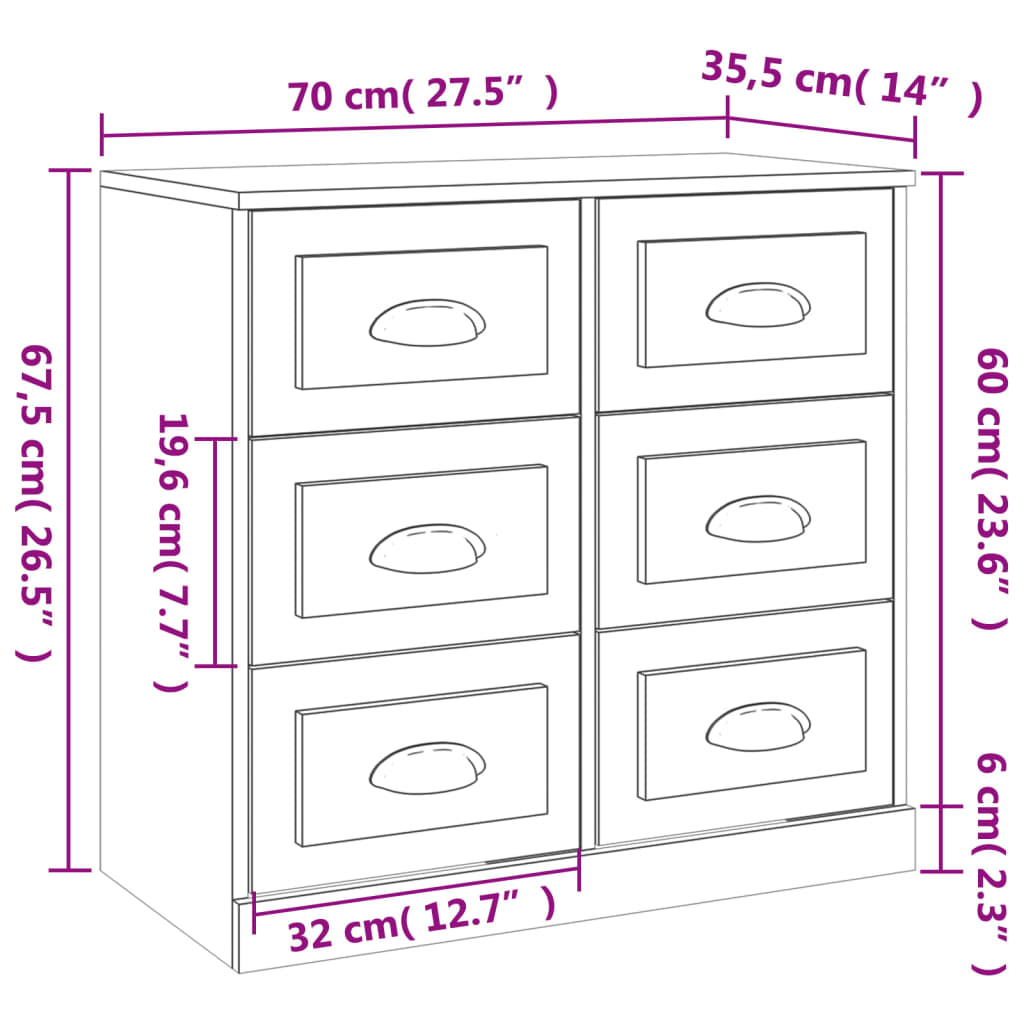 Bedside tables, 2 pcs., grey oak, engineered wood