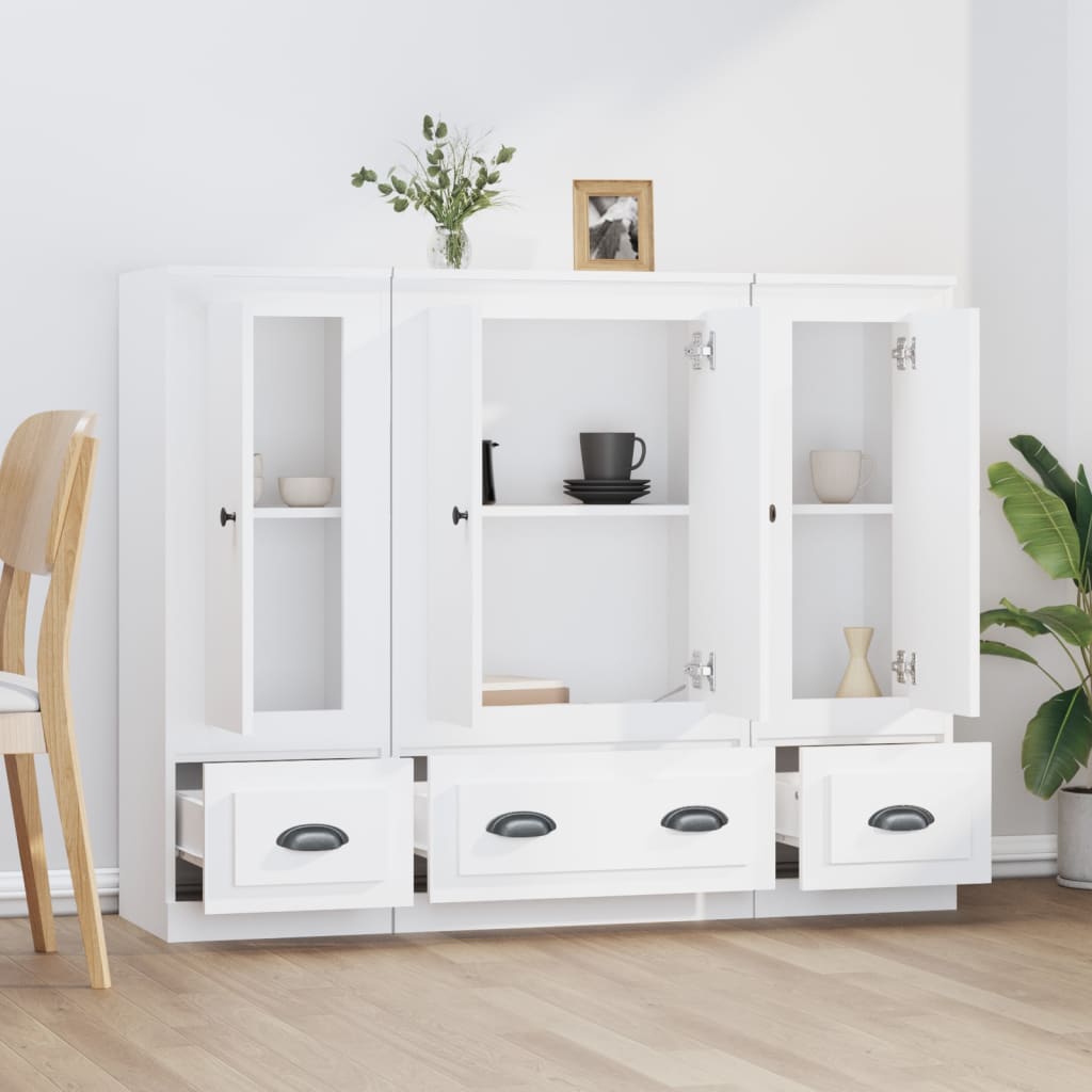 Chests of drawers, 3 pcs., white, treated wood