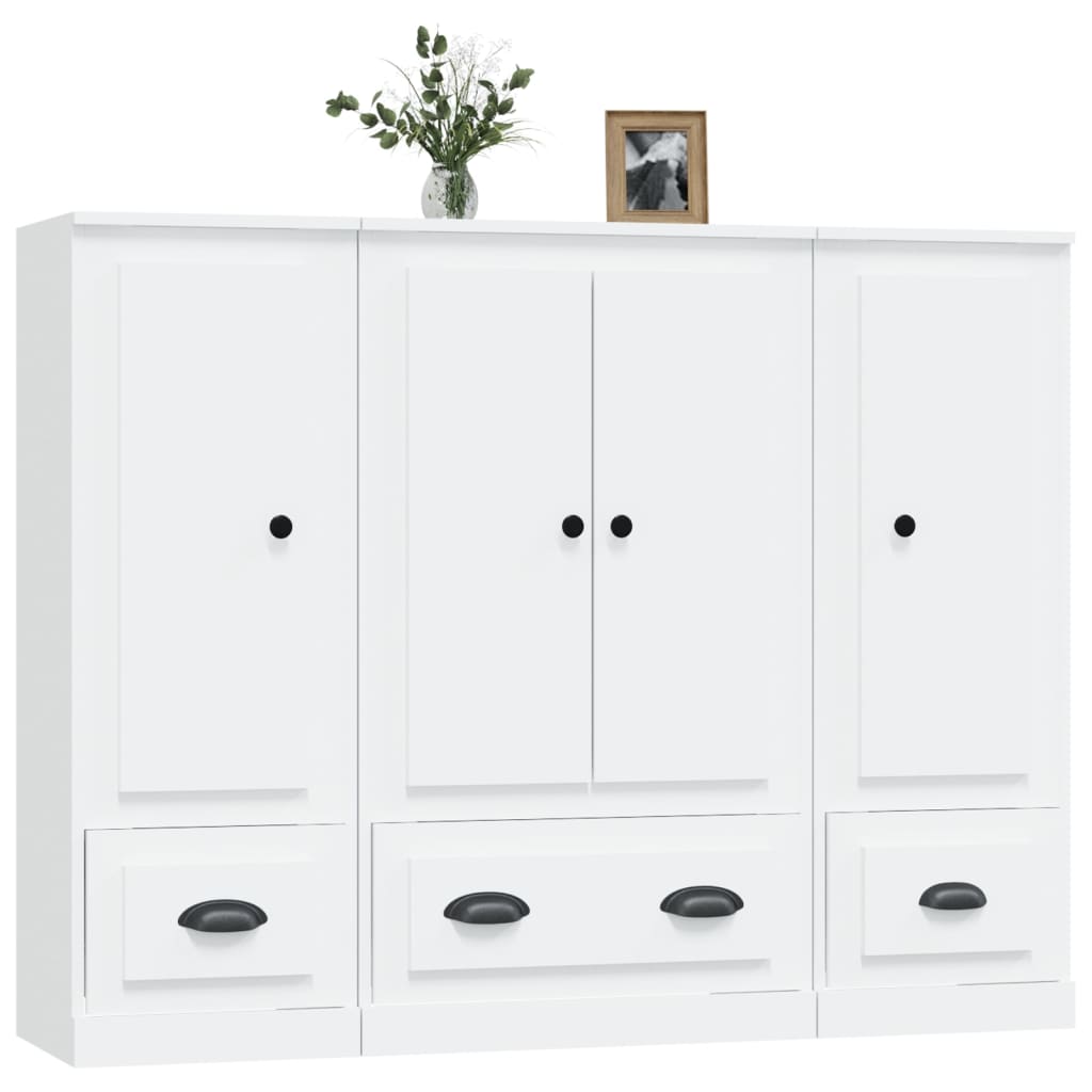 Chests of drawers, 3 pcs., white, treated wood