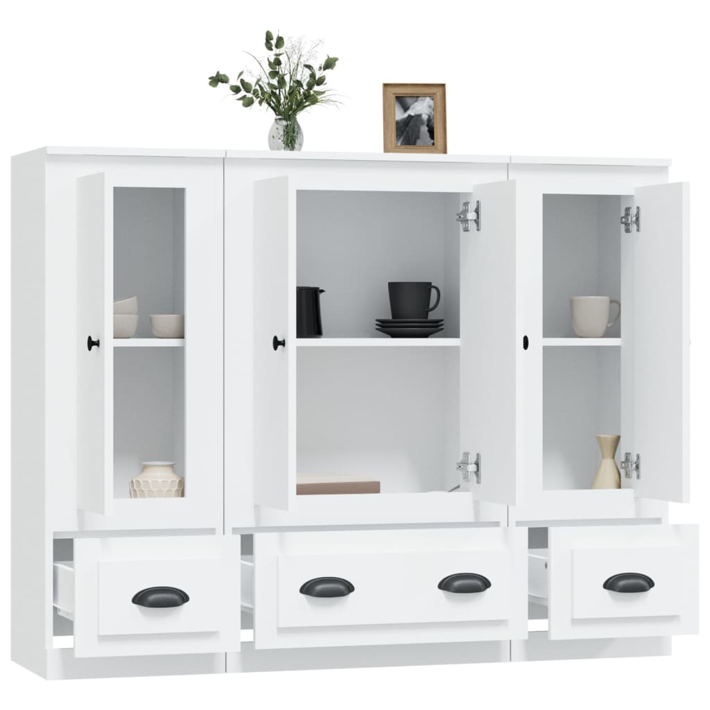 Chests of drawers, 3 pcs., white, treated wood