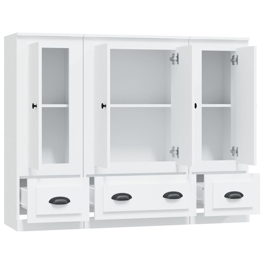 Chests of drawers, 3 pcs., white, treated wood