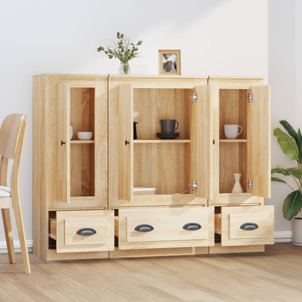 Chests of drawers, 3 pcs., Sonoma oak, engineered wood