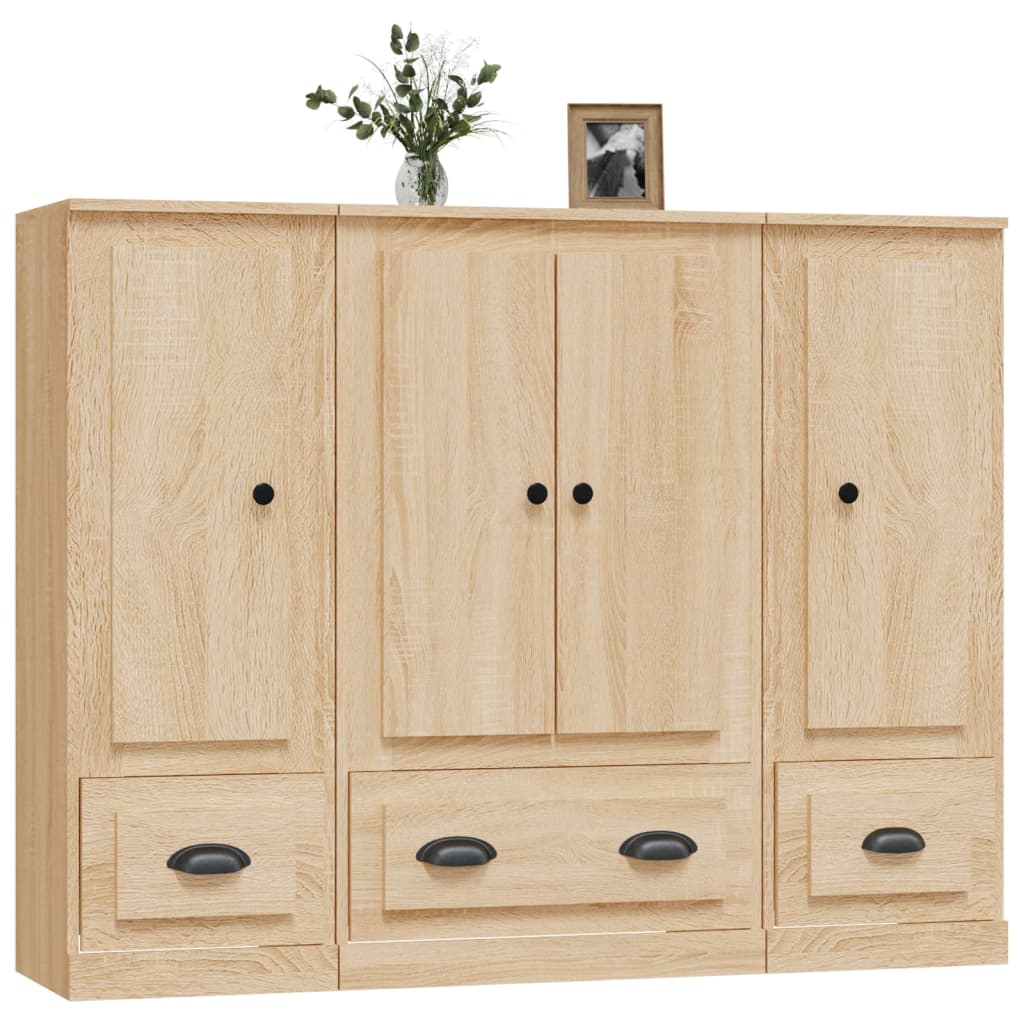 Chests of drawers, 3 pcs., Sonoma oak, engineered wood