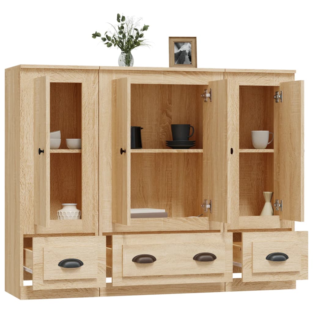 Chests of drawers, 3 pcs., Sonoma oak, engineered wood