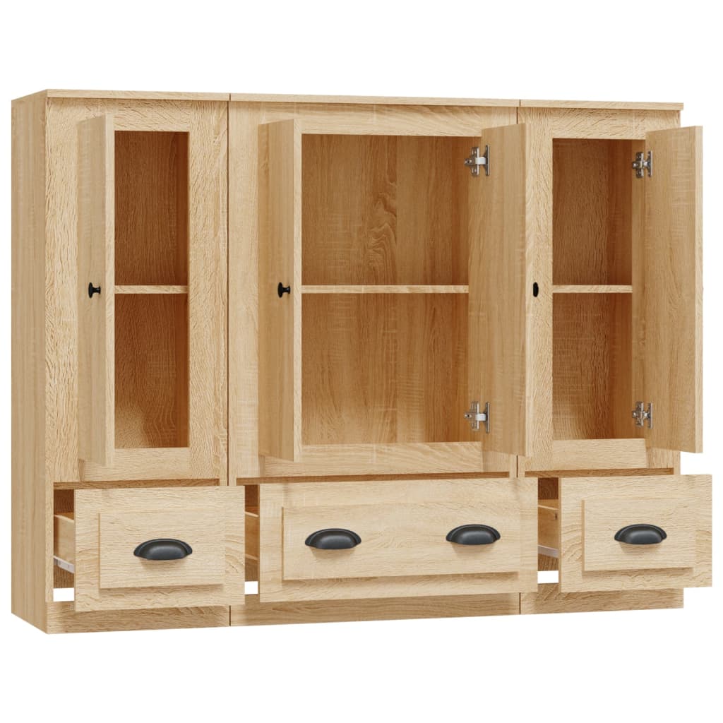 Chests of drawers, 3 pcs., Sonoma oak, engineered wood
