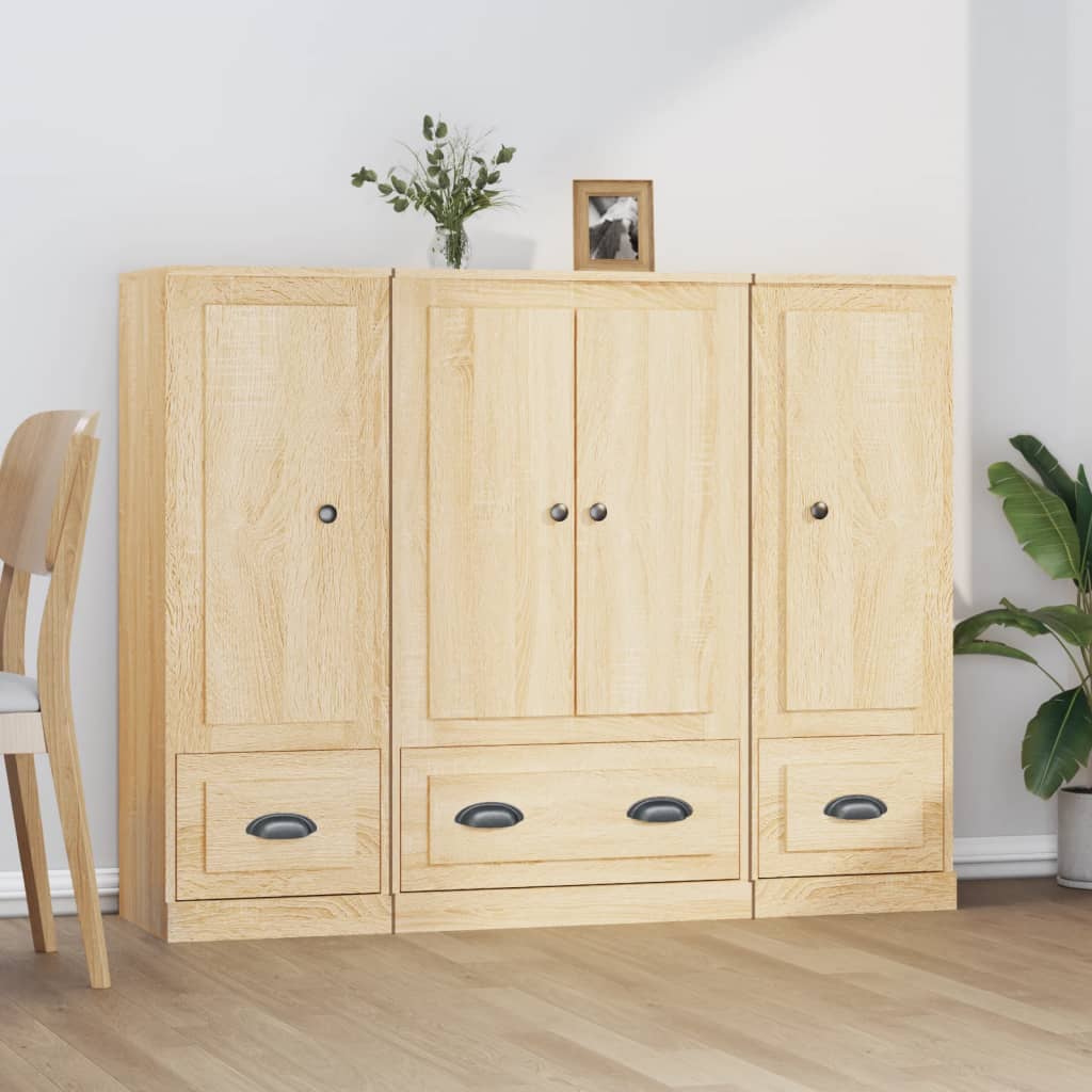 Chests of drawers, 3 pcs., Sonoma oak, engineered wood